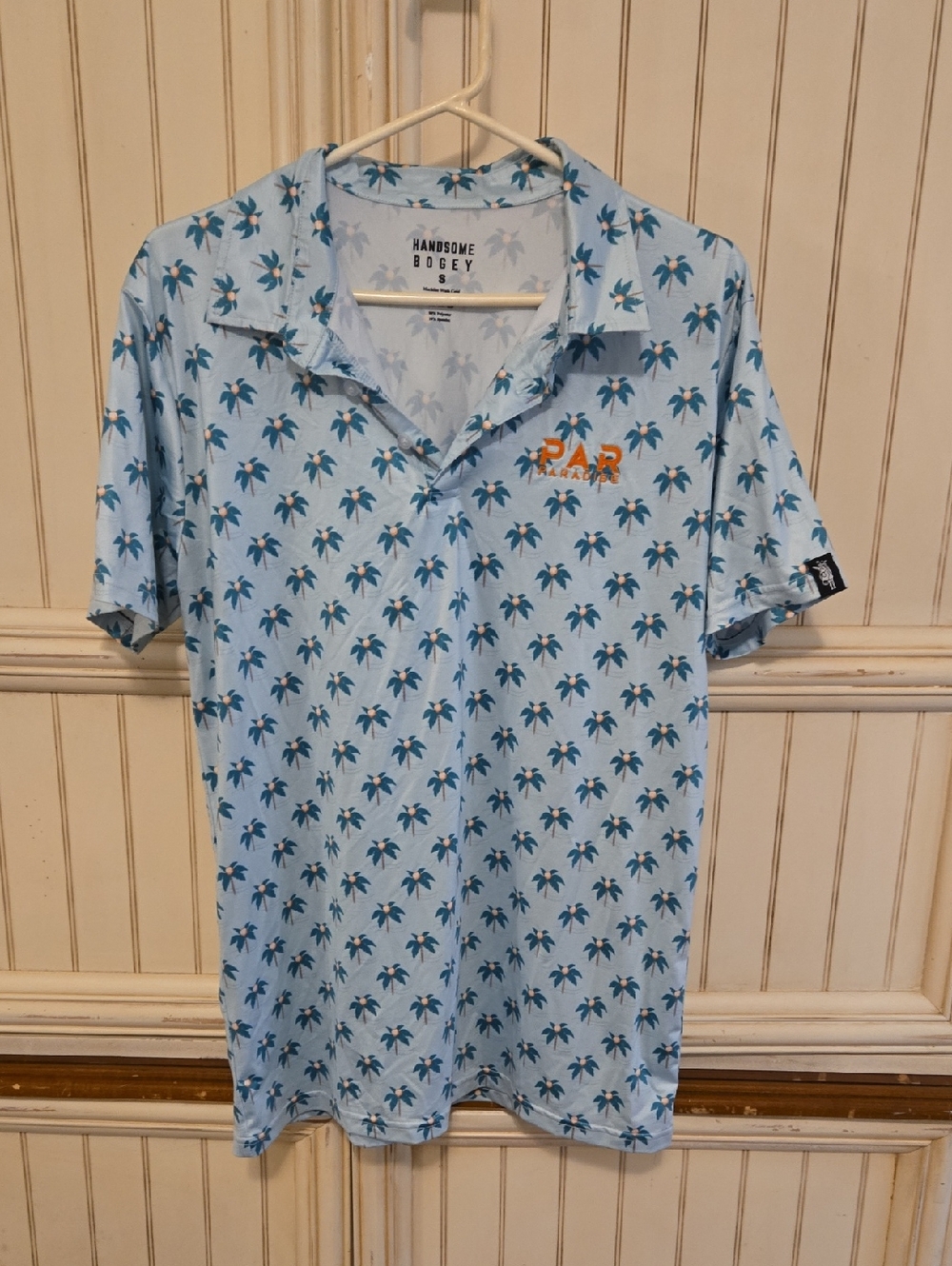 Men's Handsome Bogey Light Blue Palm Print Polo Shirt